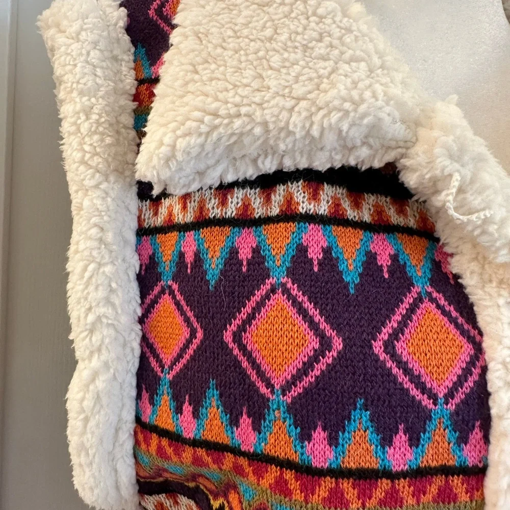 Johnny Was Yuya Sherpa Reversible Sweater Vest XL NWT $398‎
